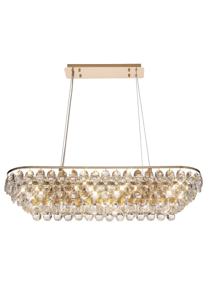 Diyas Coniston 8 Light French Gold Crystal Linear Pendant