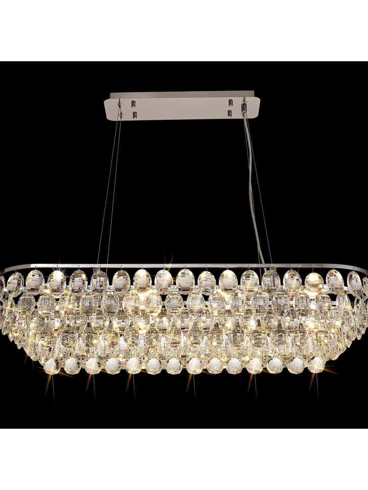 Diyas Coniston 8 Light Polished Chrome Crystal Linear Pendant