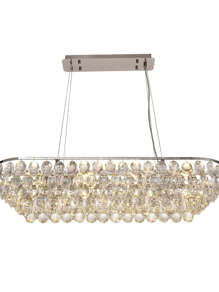 Diyas Coniston 8 Light Polished Chrome Crystal Linear Pendant