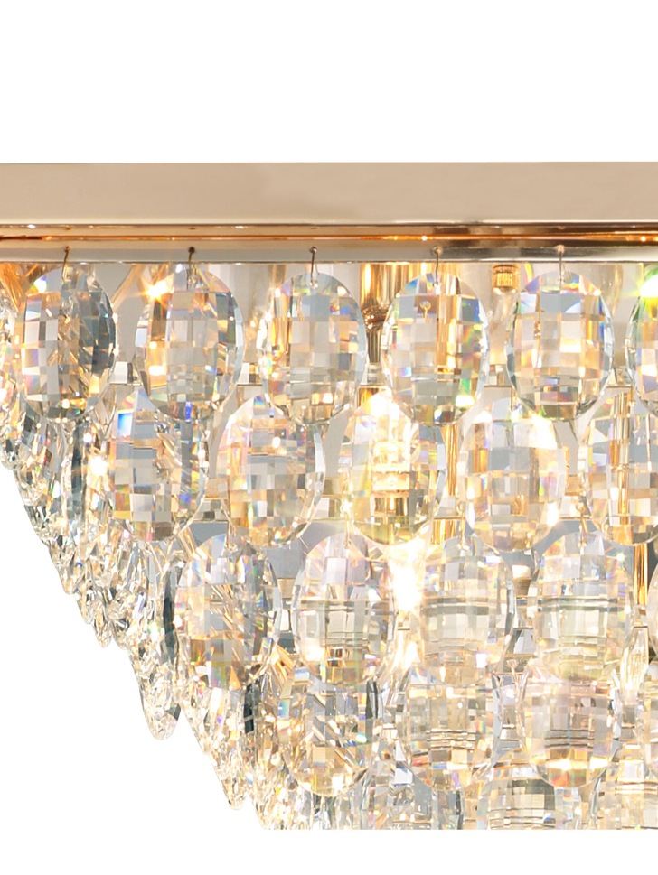 Diyas Coniston French Gold 11 Light Rectangular Flush Crystal Ceiling Light - IL32827