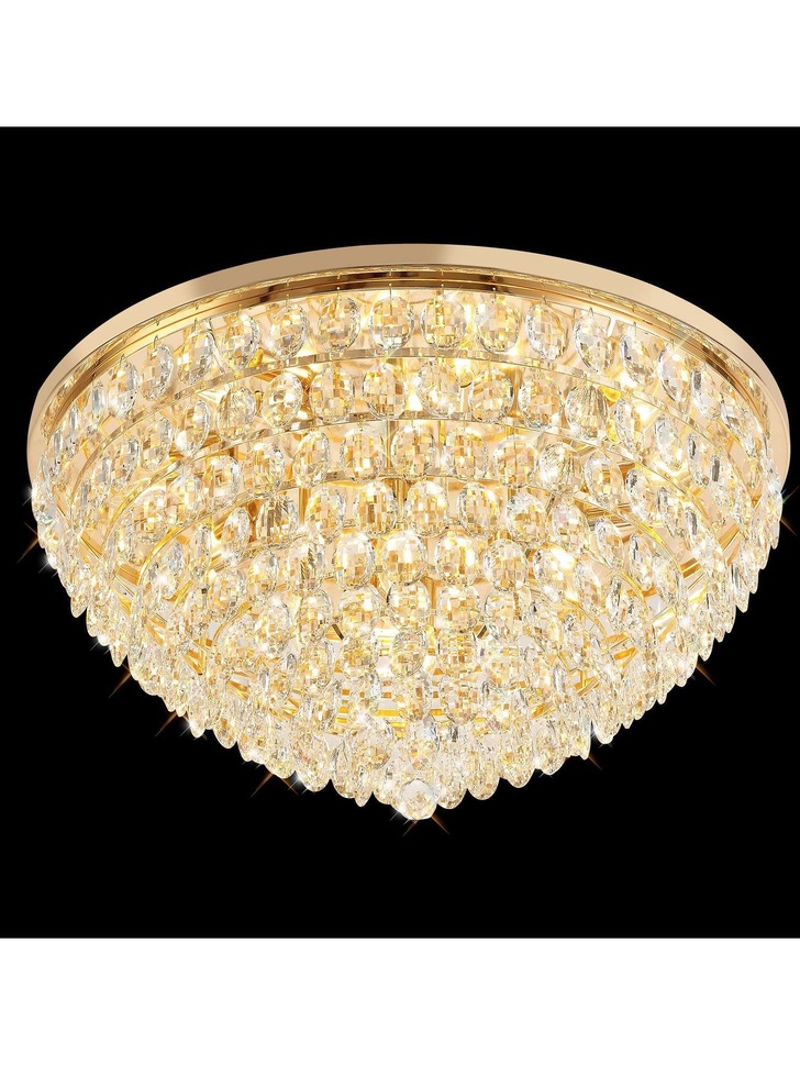 Diyas Coniston French Gold Flush 12 Light Crystal Ceiling Light