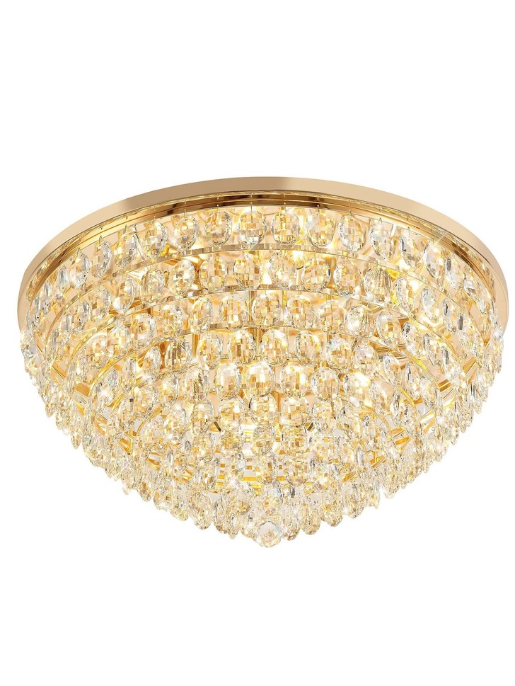 Diyas Coniston French Gold Flush 12 Light Crystal Ceiling Light