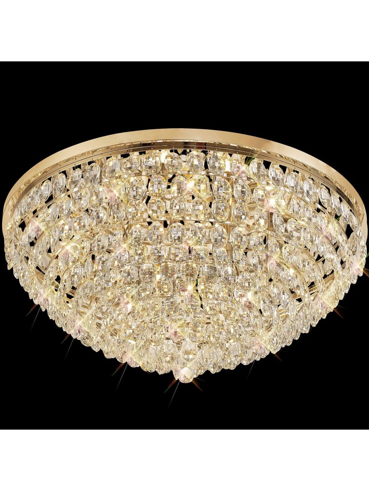 Diyas Coniston French Gold Flush 15 Light Crystal Ceiling Light