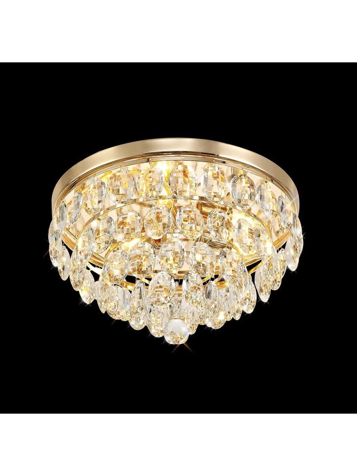 Diyas Coniston French Gold Flush 3 Light Crystal Ceiling Light