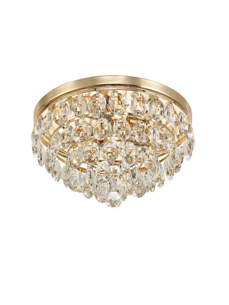 Diyas Coniston French Gold Flush 3 Light Crystal Ceiling Light