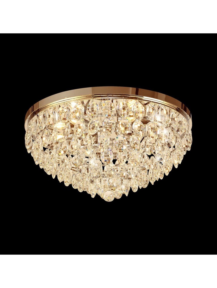 Diyas Coniston French Gold Flush 6 Light Crystal Ceiling Light