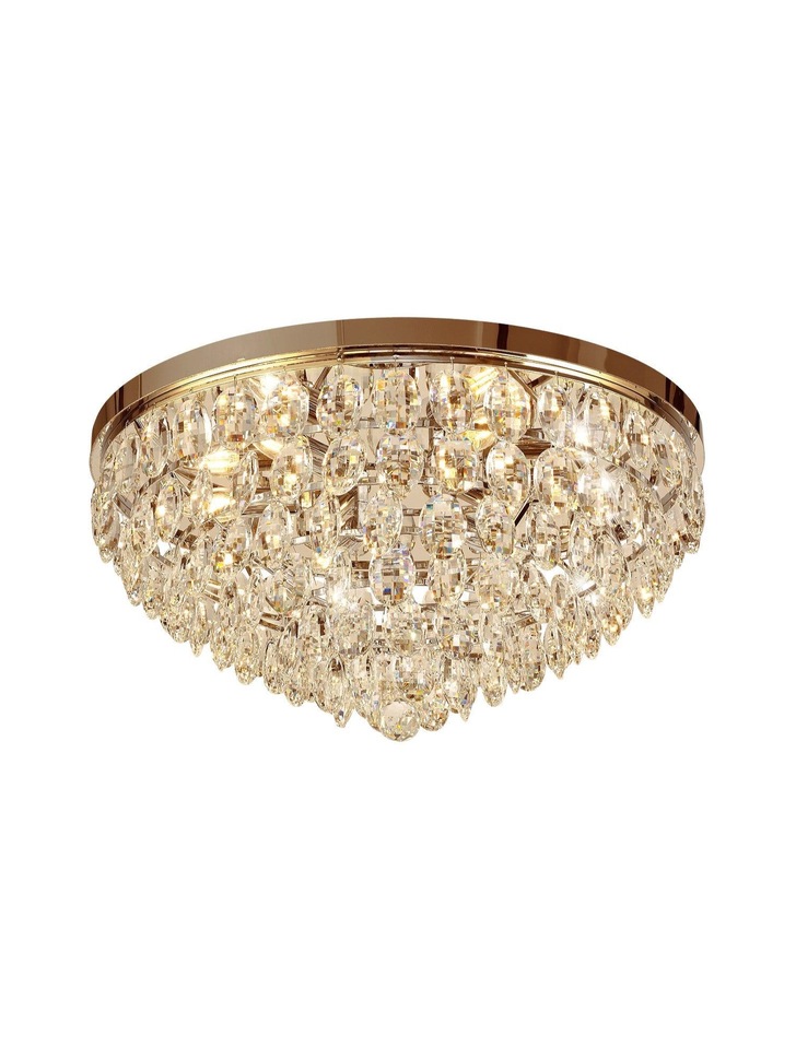 Diyas Coniston French Gold Flush 6 Light Crystal Ceiling Light