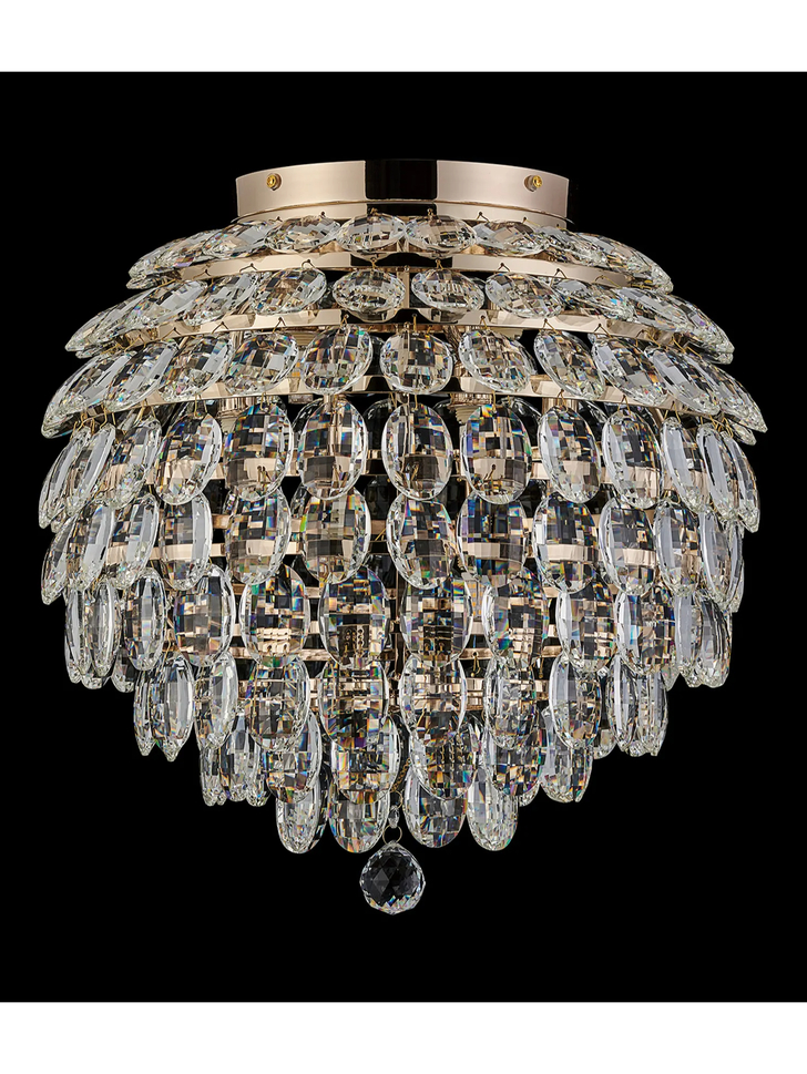 Diyas Coniston Large 8 Light Flush French Gold Crystal Bathroom Ceiling Light - IP44