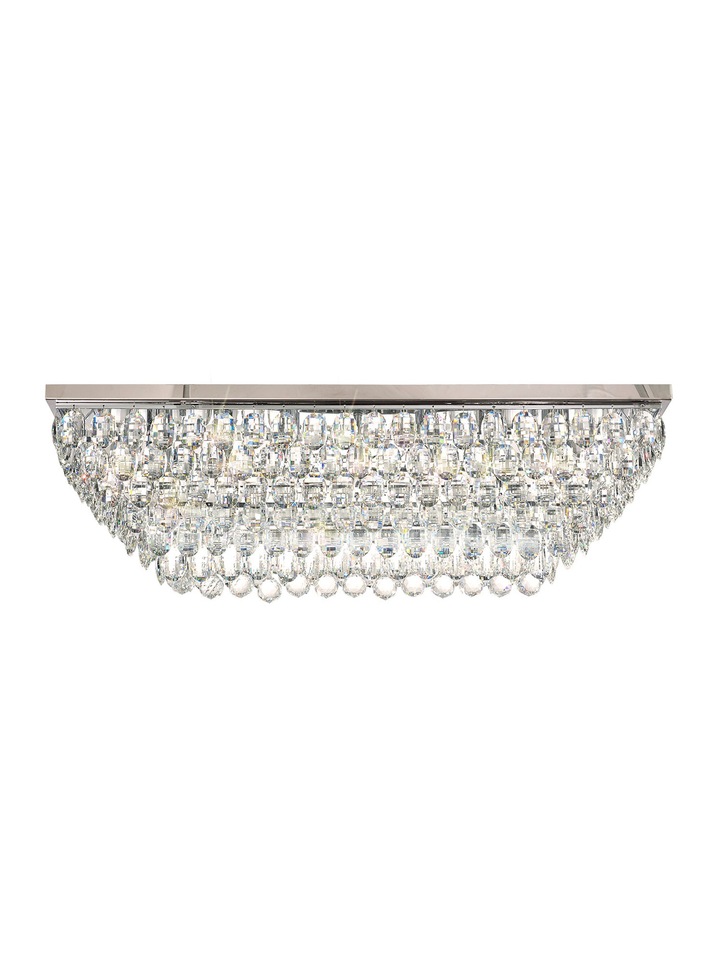 Diyas Coniston Polished Chrome 11 Light Rectangular Flush Crystal Ceiling Light - IL32825