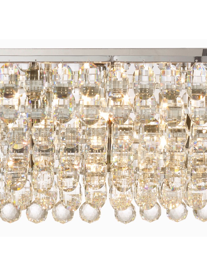 Diyas Coniston Polished Chrome 14 Light Crystal Bar Pendant - IL32822