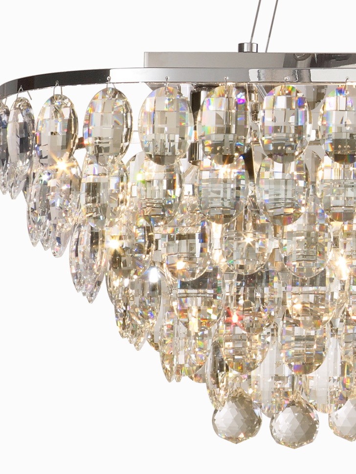 Diyas Coniston Polished Chrome 14 Light Crystal Bar Pendant - IL32822