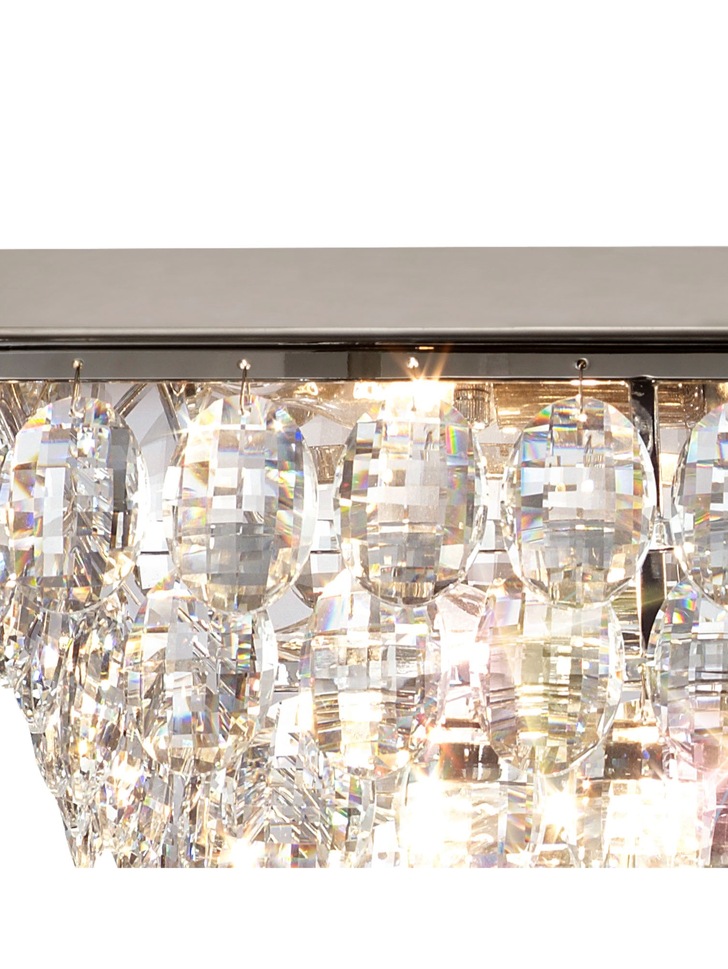 Diyas Coniston Polished Chrome 5 Light Rectangular Flush Crystal Ceiling Light - IL32824