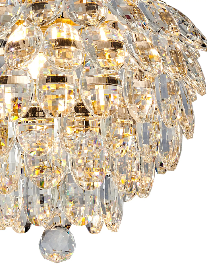 Diyas Coniston Small 3 Light Flush French Gold Crystal Bathroom Ceiling Light - IP44