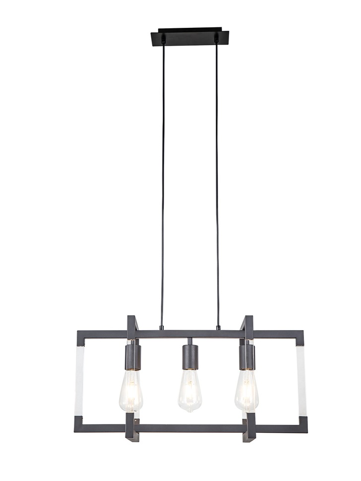 Diyas IL32785 Canto Rectangular 3 Light Linear Graphite Pendant