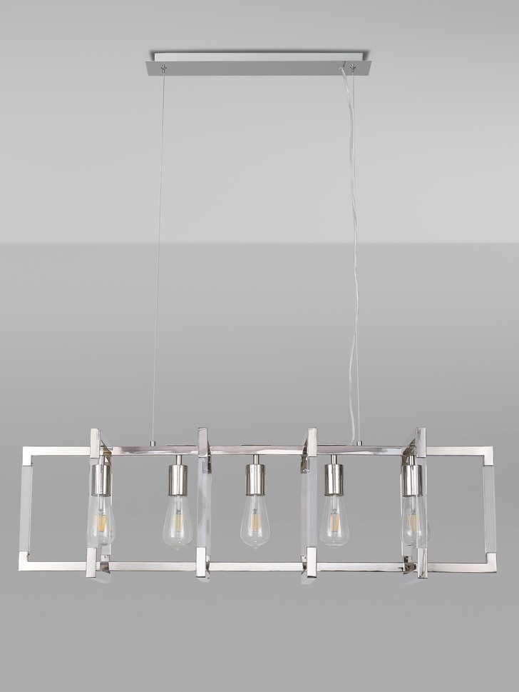 Diyas IL32785 Canto Rectangular 5 Light Linear Polished Nickel Pendant