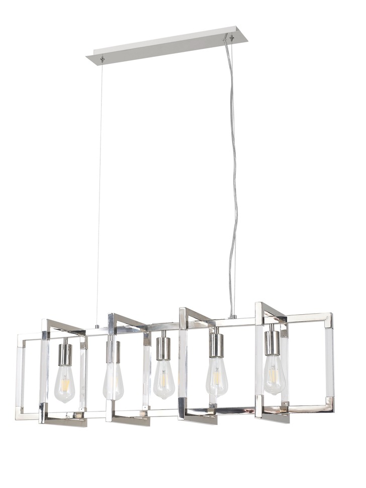 Diyas IL32785 Canto Rectangular 5 Light Linear Polished Nickel Pendant