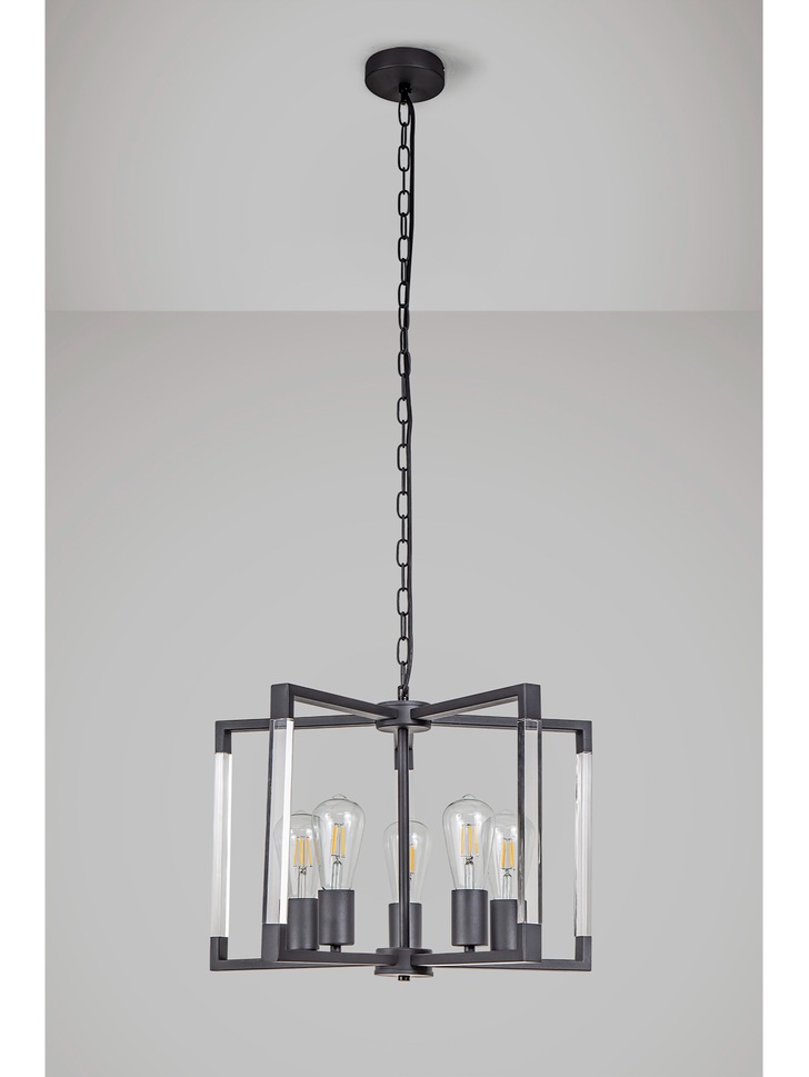 Diyas IL32785 Canto Round 5 Light Linear Graphite Pendant