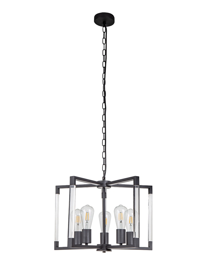 Diyas IL32785 Canto Round 5 Light Linear Graphite Pendant