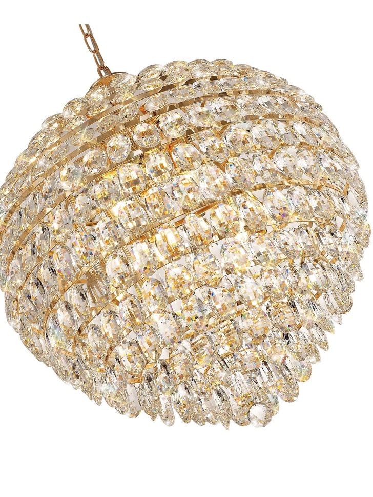 Diyas IL32810 Coniston French Gold 12 Light Crystal Pendant