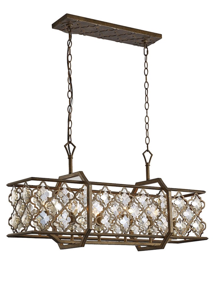 Diyas Indie IL31697 Mocha 6 Light Linear Crystal Pendant