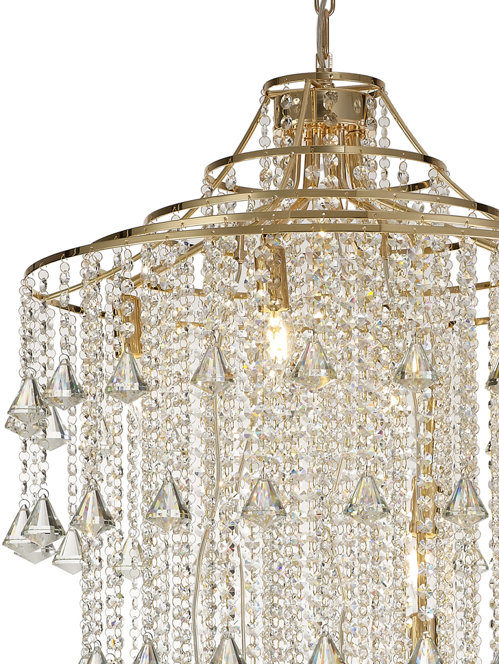 Diyas Inina IL32775 French Gold 9 Light Crystal Pendant