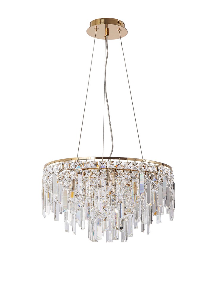 Diyas Maddison French Gold 6 Light Round Crystal Pendant - IL31814