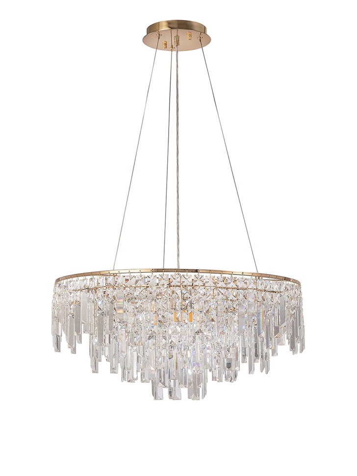 Diyas Maddison French Gold 8 Light Round Crystal Pendant - IL31816