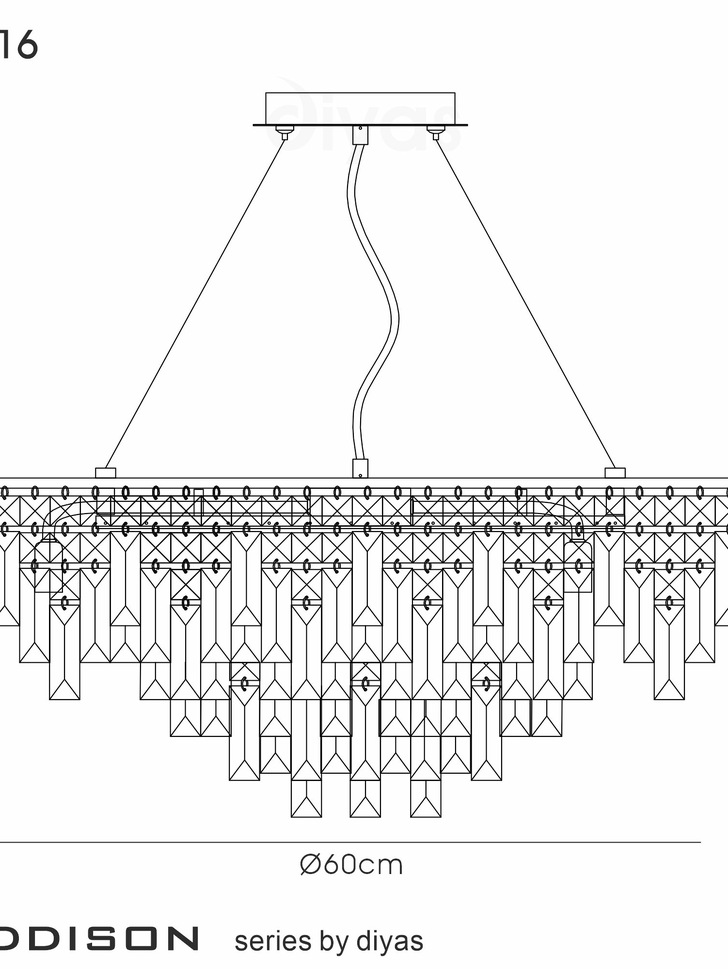 Diyas Maddison French Gold 8 Light Round Crystal Pendant - IL31816