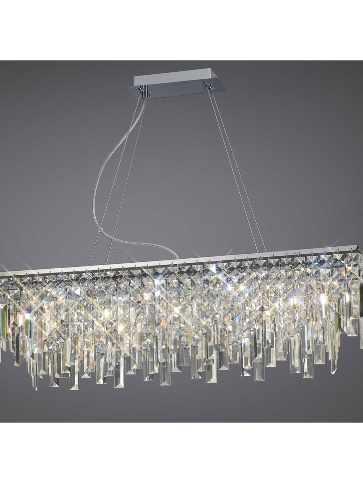 Diyas Maddison IL30255 Polished Chrome 6 Light Linear Crystal Bar Pendant