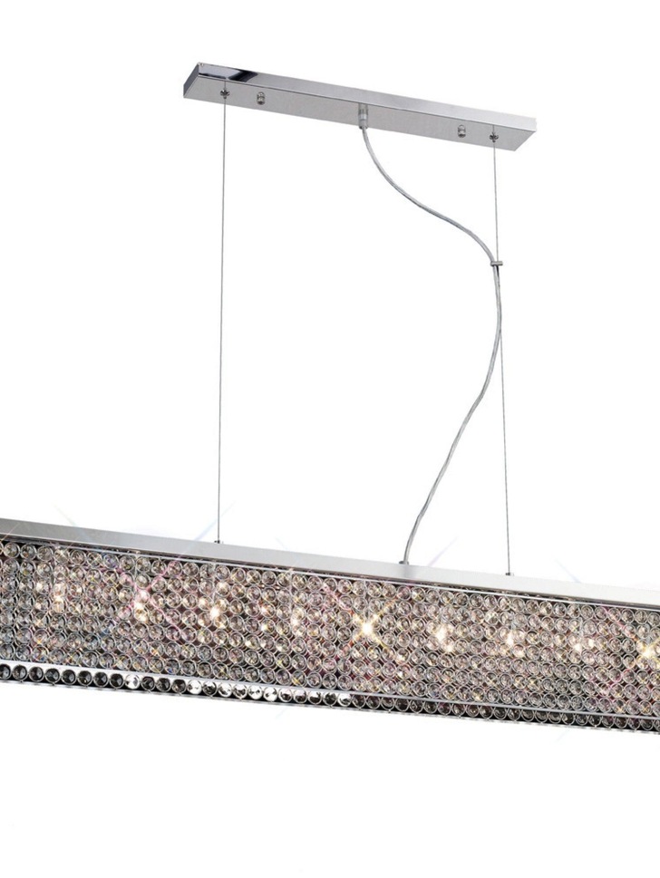 Diyas Piazza IL30434 Polished Chrome 9 Light Linear Crystal Pendant