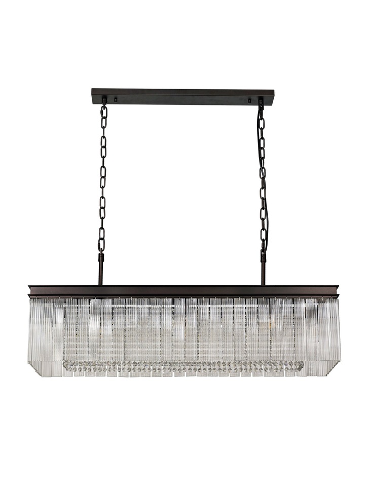 Idolite Alaska Brown Oxide Finish 11 Light Linear Bar Pendant