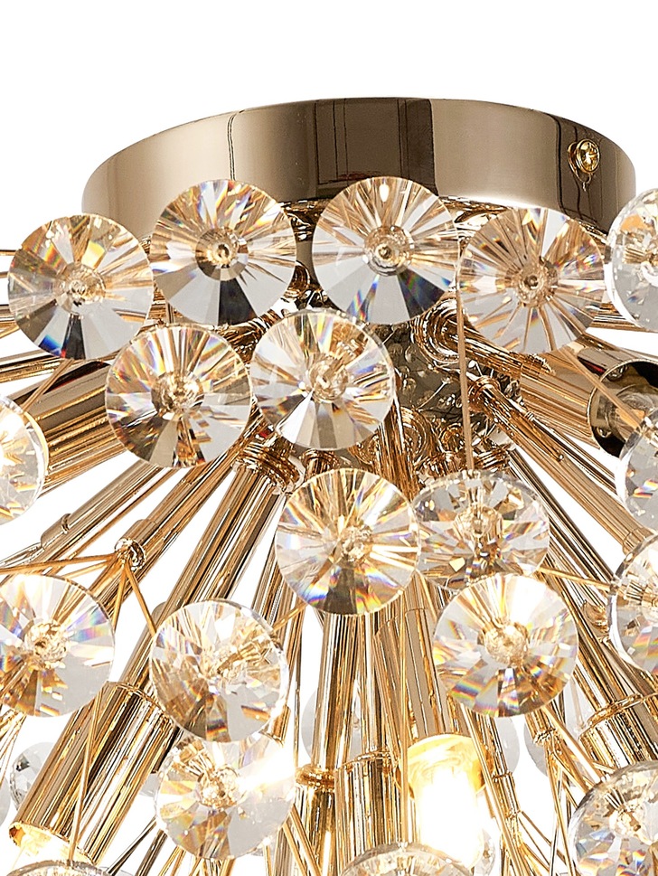 Idolite Alborz French Gold 11 Light Large Flush Crystal Ceiling Light