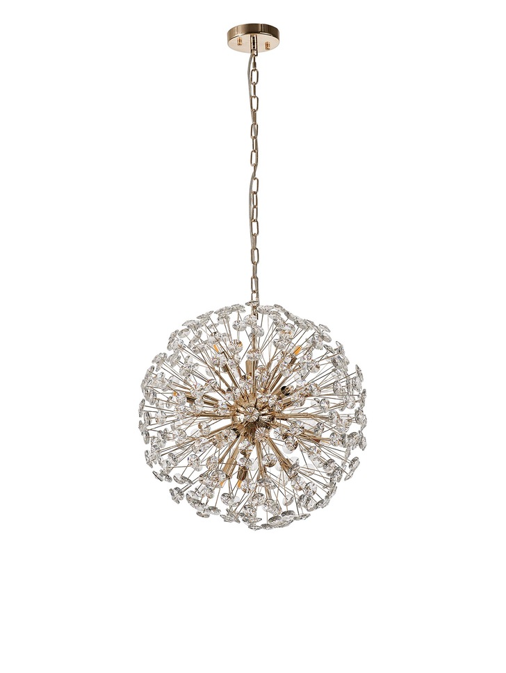 Idolite Alborz French Gold 12 Light Crystal Sphere Pendant