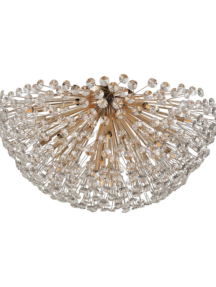 Idolite Alborz French Gold 21 Light Extra Large Flush Crystal Ceiling Light