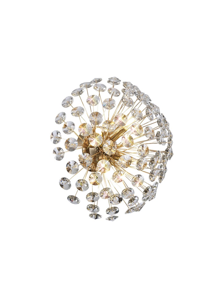 Idolite Alborz French Gold 4 Light Flush Crystal Ceiling Light