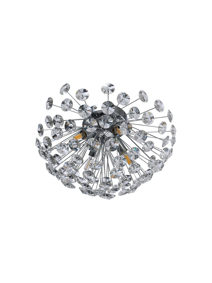 Idolite Alborz Polished Chrome 4 Light Flush Crystal Ceiling Light