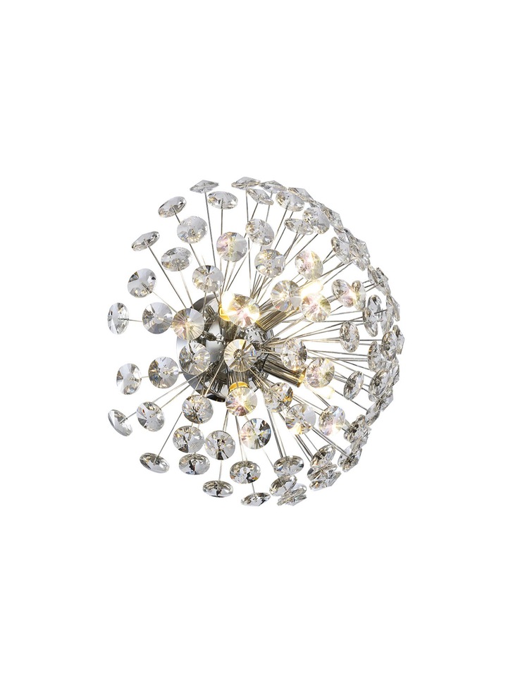 Idolite Alborz Polished Chrome 4 Light Flush Crystal Ceiling Light