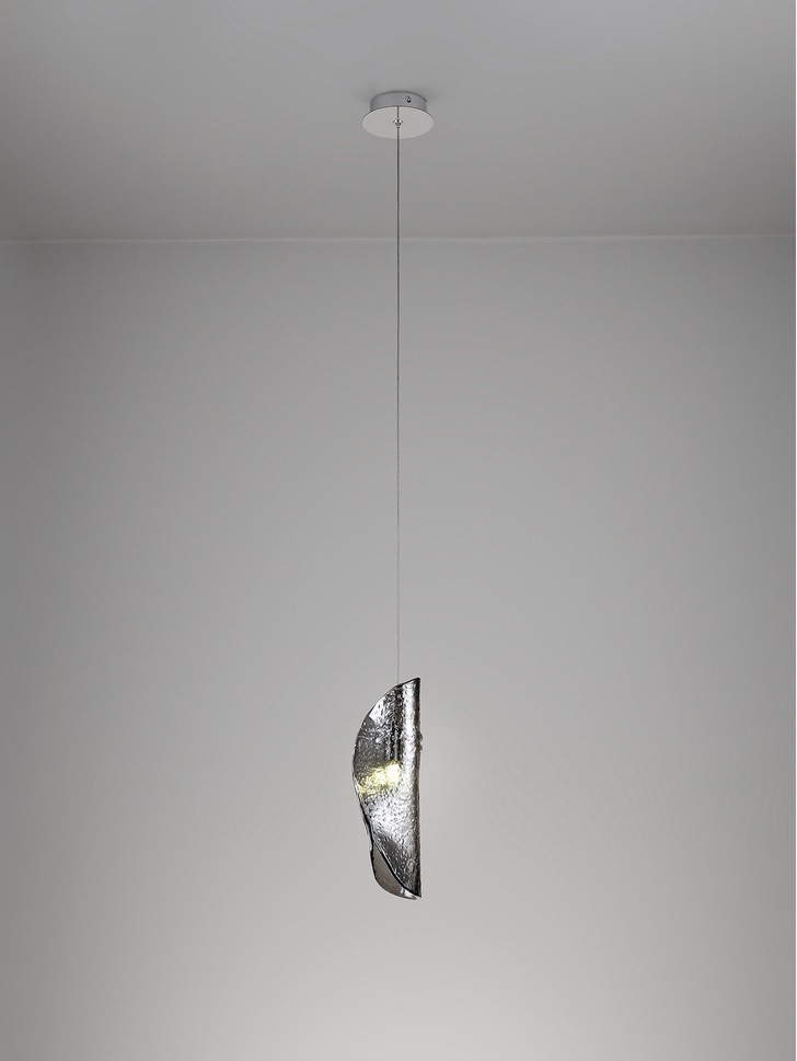 Idolite Bangeta Polished Chrome Single Pendant Light Complete With Smoked Glass