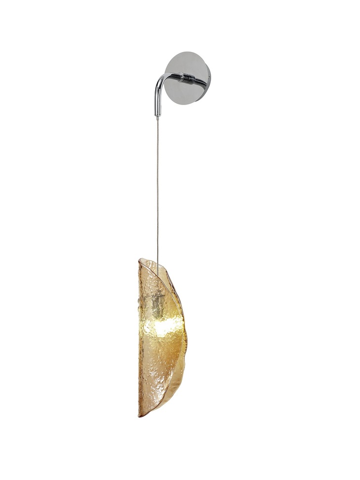 Idolite Bangeta Polished Chrome Single Wall Light Complete With Amber Glass