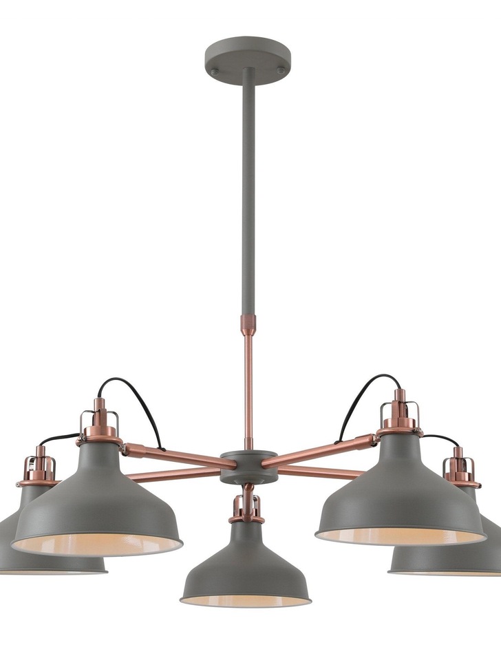 Idolite Blackwall Sand Grey/Copper Large 5 Light Pendant