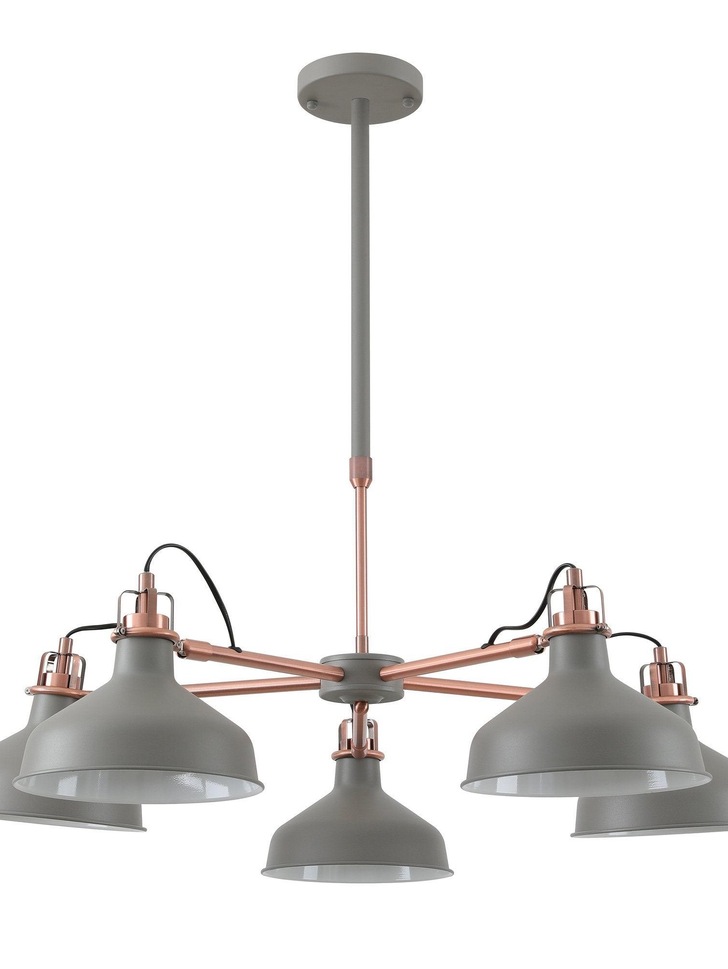 Idolite Blackwall Sand Grey/Copper Large 5 Light Pendant