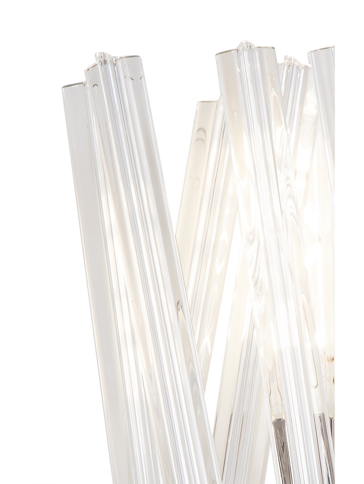 Idolite Burns Polished Nickel Large 2 Light Wall Light Complete With Clear Glass Rods