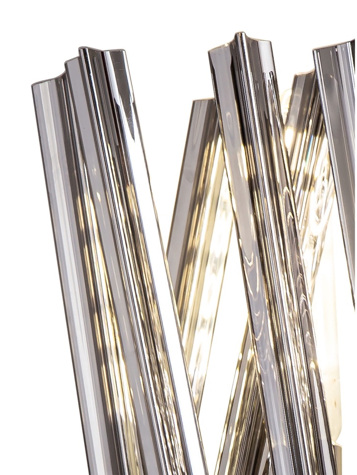 Idolite Burns Polished Nickel Large 2 Light Wall Light Complete With Smoke Glass Rods