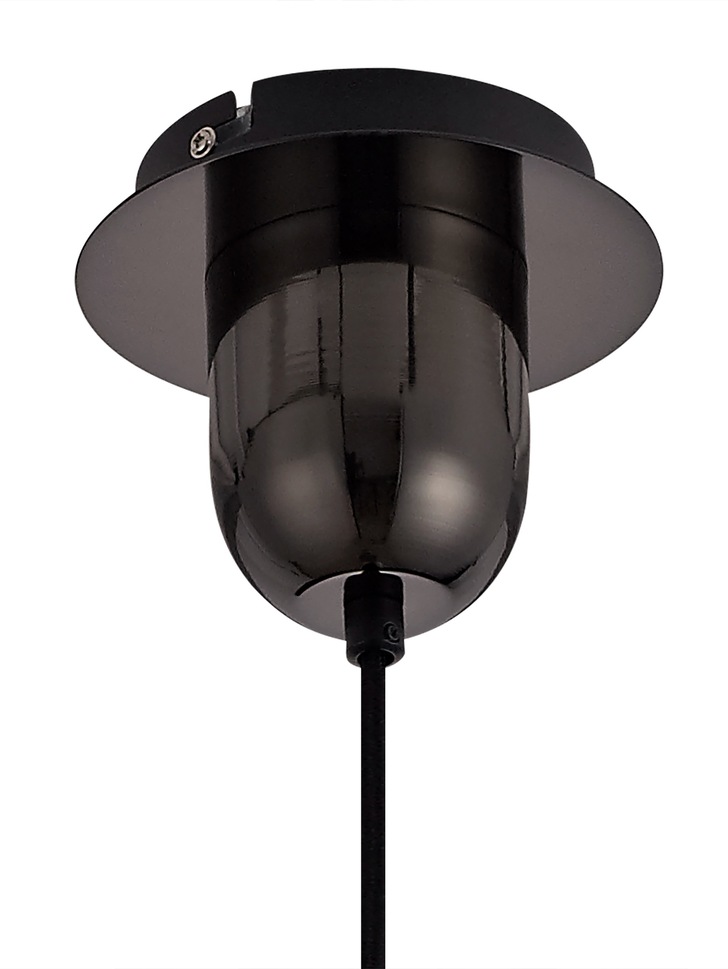 Idolite Camille Black Chrome Finish Single Pendant Light C/W Smoked/Clear Ombre Glass Globe