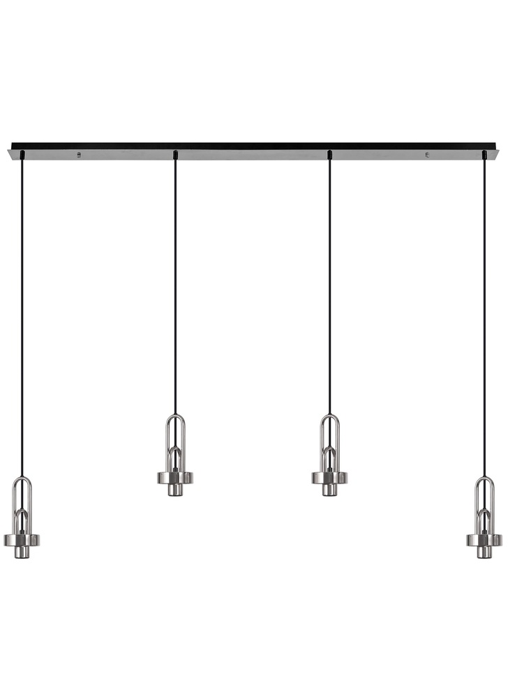 Idolite Camille Brass Gold 4 Light Linear Bar Pendant With Brass Gold/Clear Ombre Glass Globes