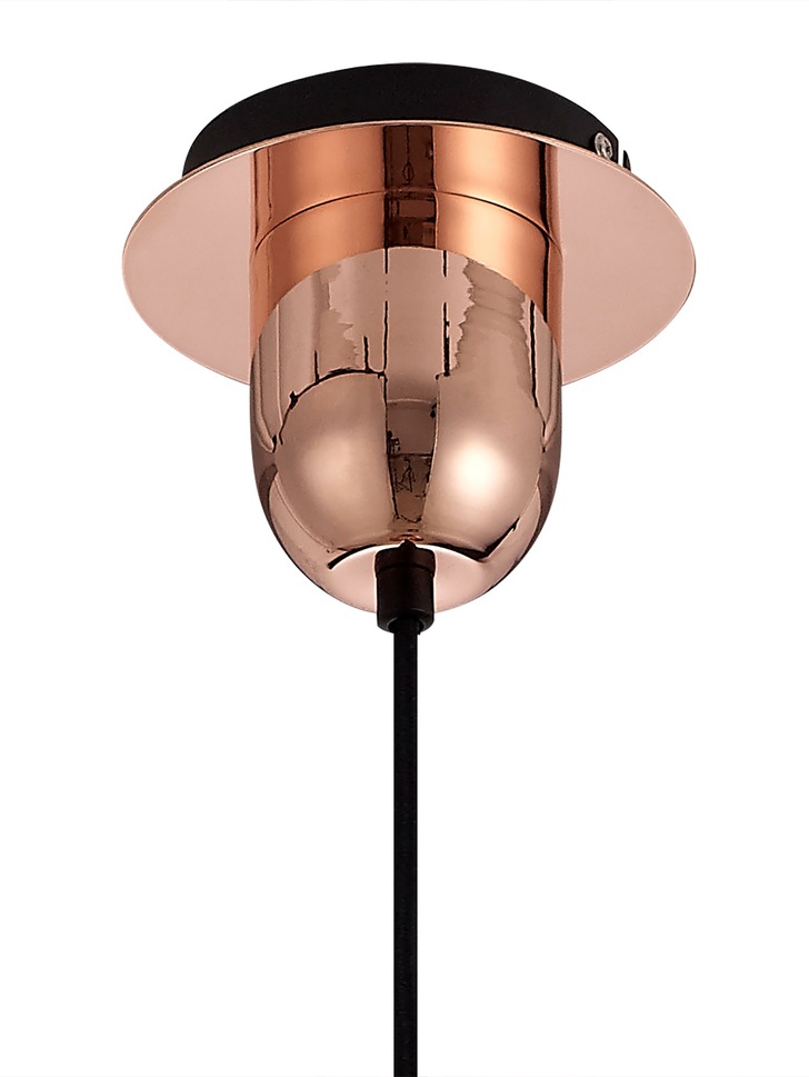 Idolite Camille Copper Finish Single Pendant Light C/W Copper/Clear Ombre Glass Globe