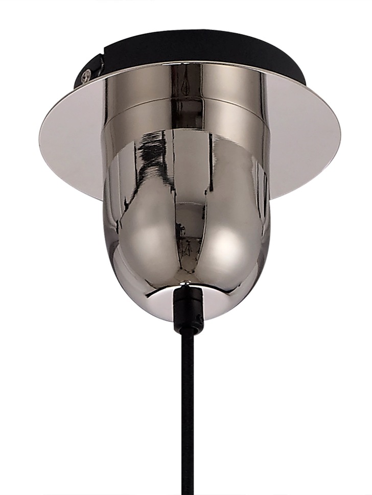 Idolite Camille Polished Nickel Finish Single Pendant Light C/W Smoked/Clear Ombre Glass