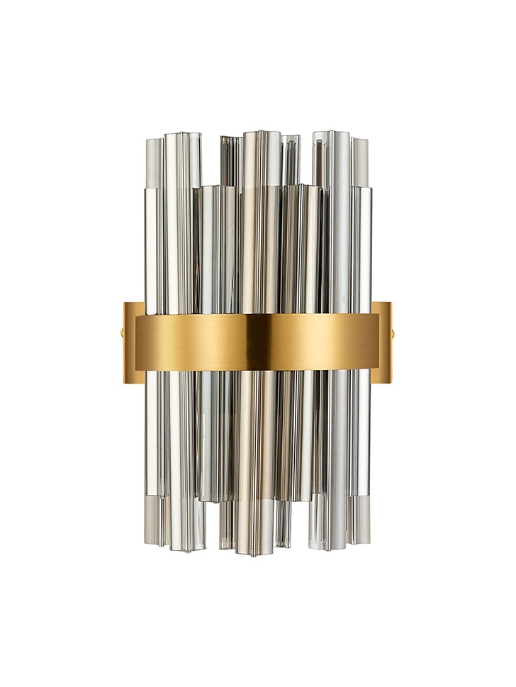 Idolite Caspian 4 Light Wall Lamp Brass With Smoked Glass Rods