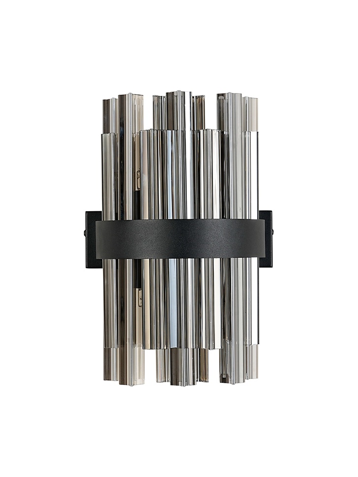 Idolite Caspian 4 Light Wall Lamp Satin Black With Smoked Glass Rods