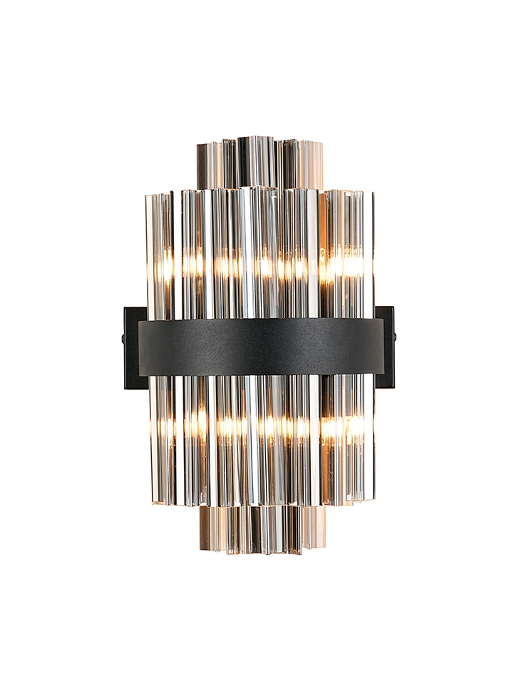 Idolite Caspian 4 Light Wall Lamp Satin Black With Smoked Glass Rods